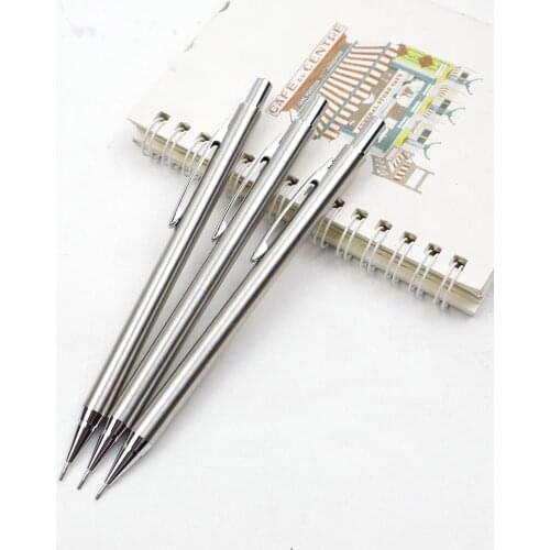 Metal Mechanical Pencil 0.9mm 2B High Quality Silver Automatic Pencil for Professional Painting Writing Supplies 2pcs/lot