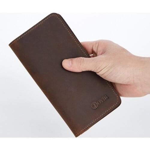 Mens Wallet Genuine Leather Wallet Vintage Long Men Wallets Perse Solid Card Holder Multi Clutch Carteira Hombre Male Gift