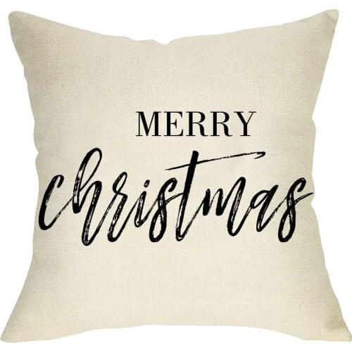 Softxpp Merry Christmas Farmhouse Throw Pillow Cover, Winter Holiday Decorative Cushion Case Outdoor Square Pillowcase Decor