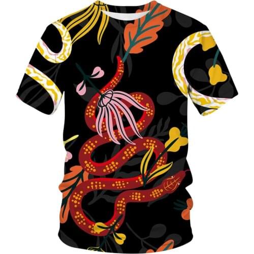 2021 New Abstract art mens T-shirt 3D snake printed Harajuku tops funny animal graphics T-shirt casual round neck shirt fashion