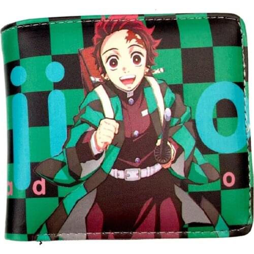 New Arrival Anime Demon Slayer Kimetsu No Yaiba Tanjiro Kamado Wallet Leather Short Purse With Coin Pocket
