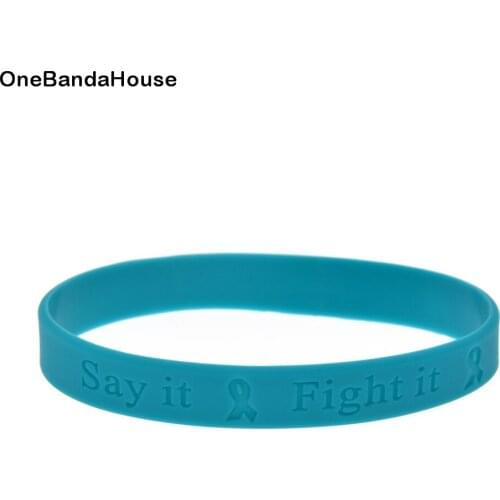 OBH 50PCS Say It Fight It and Cure It Motivational Silicone Bracelet for Cancer Debossed Logo