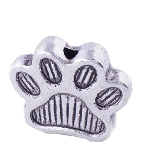 Juya Wholesale Antique Silver Color Bear Paw Charm Beads Hamsa Beads For Handcrafted Natural Stones Jewelry Making Material