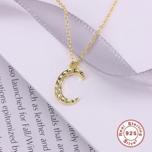 Original 100% S925 Sterling Silver Chain Moon Pendant Necklace Elegant Hot Selling New Fashion Office Ladies Accessories