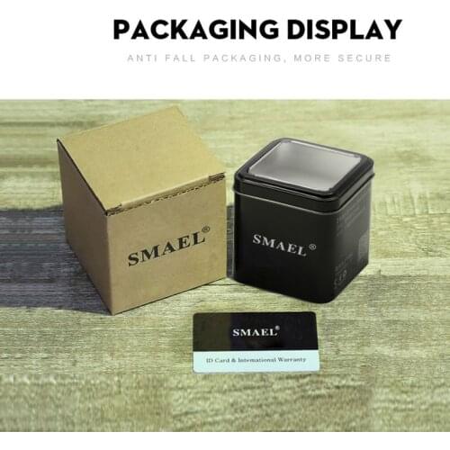 SMAEL Original Gift Box for Sport Watches Mental Box Men Watch Accessory LED Digital Watch Box Protection Sqaure Box for Watch