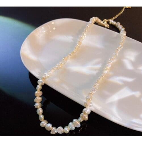 Origin Summer Baroque Irregular Freshwater Pearl Chokers Necklace for Women Girls Trendy Beaded Sweet Necklace Jewellery