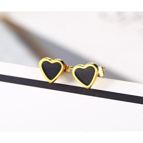 OUFEI Stainless Steel Earrings Woman Rose Gold heart Earrings For Women Cute Earrings Fashion Accessories Mass Effect
