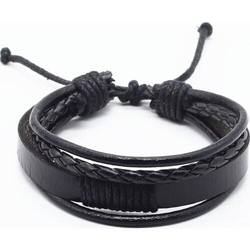 Handmade Fashion Multiple Layers Wrap Rope Weave Braid Female Femme Homme Male Genuine Leather Bracelet For Women Men Jewelry