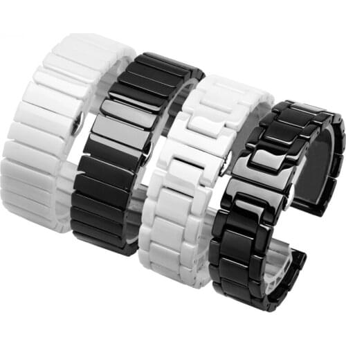 PEIYI Pearl ceramics strap 20mm 22mm watchband Suitable for Huawei watch 2 GT PRO black white bracelet Quick release
