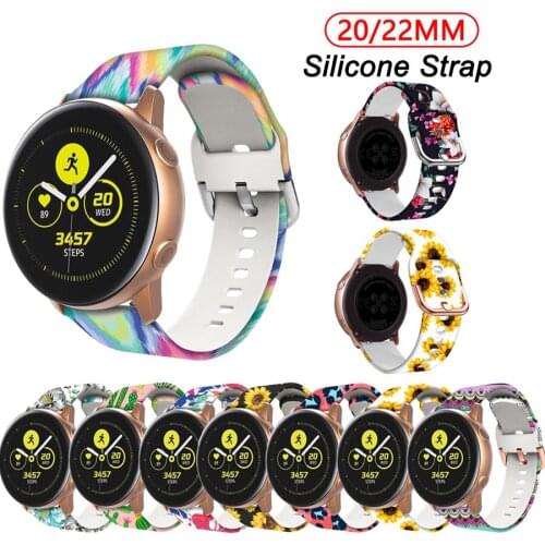 20mm 22mm Printing Silicone Watchband for Samsung Galaxy Watch 42mm Active 2 Gear S2 Bracelet Band Strap For Huawei GT/GT2 Pro