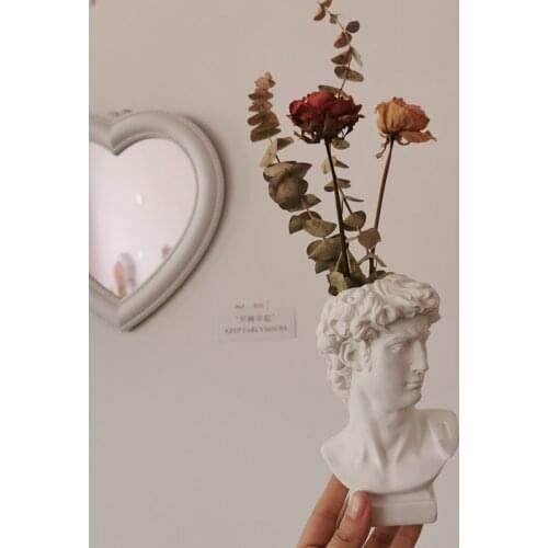 Modern Nordic Style Creative Portrait Vase Human Head Flower Vases Decorative Ornaments Resin David Home Flowers Art Decor