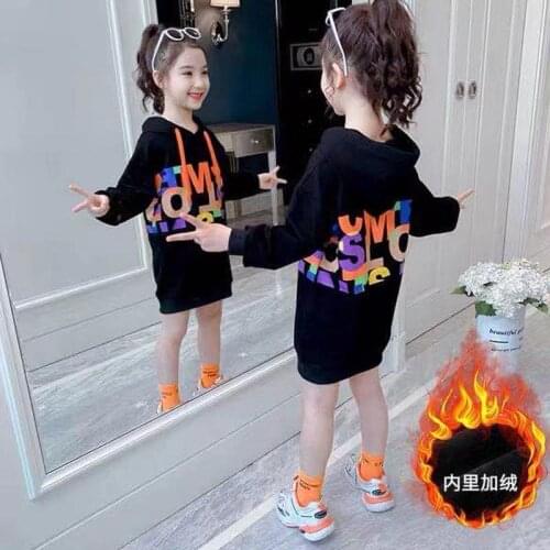 Boys' Girls' Hoodies Sweatshirts Babys Kids Outwear 2021 Long Style Plus Velvet Thicken Winter Autumn Top Cotton Childrens Clo