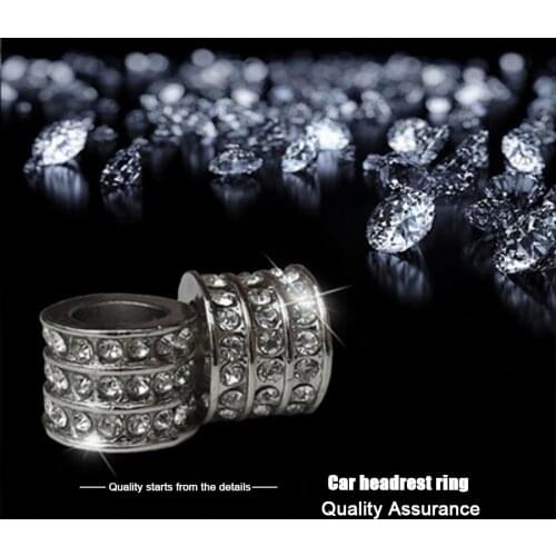 4pcs/lot Universal Cylindrical type Crystal Car Seat Headrest Collar Charm Rhinestone Car Accessory Car style