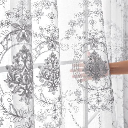 Luxury Embroidered Sheer Curtains for Living Room Bedroom Kitchen Tulle for Windows Voile Yarn Curtains Curtains for Bedroom