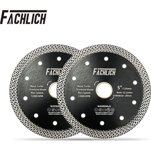 FACHLICH 2pcs Dia 125mm/5inch High Quality Diamond Cutting Disc Mesh Turbo Rim Segment Saw Blade for Marble Granite Stones