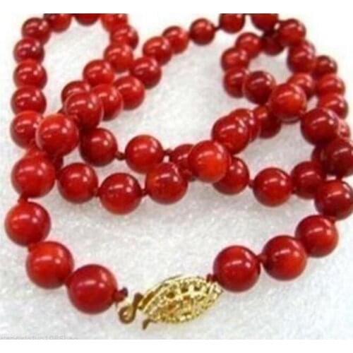Jewelry Pearl Necklace Hot sale new Style >>>>>10mm Red Sea Coral Round Beads Necklace 18" Free Shipping