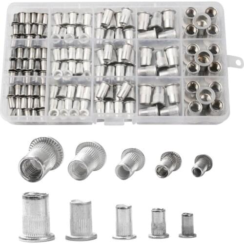 150PCS Aluminum Alloy Rivet Nut M3 M4 M5 M6 M8 Flat Head Threaded Rivet Insert Nutsert Cap Rivet Nut