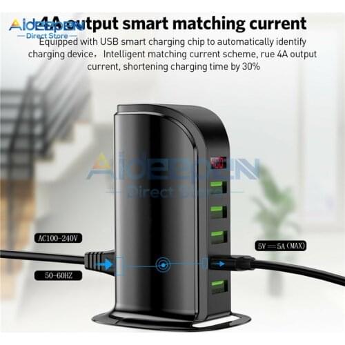 5 Ports Multi USB Charger LED Display USB Charging Station Dock Universal Mobile Phone Desktop Wall Home Chargers EU US UK Plug
