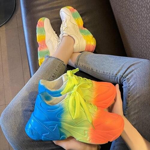 AB Multicolor Womens Shoes 2021 Autumn Winter Thick Bottom Casual Sneakers Girl Outdoor Round Head Lace-up Sport Running Shoes