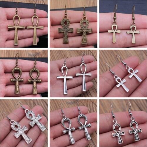 1 Pair stub earring Ankh Cross big earrings fashion hot sale earrings for men earrings man cute earrings