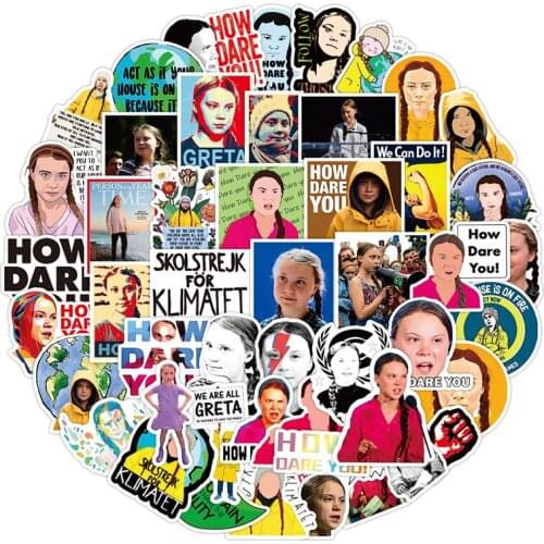 10/50Pcs Green Girl Greta Thunberg For Diary Motorcycle Skateboard Guitar Suitcase Computer Childrens Toys