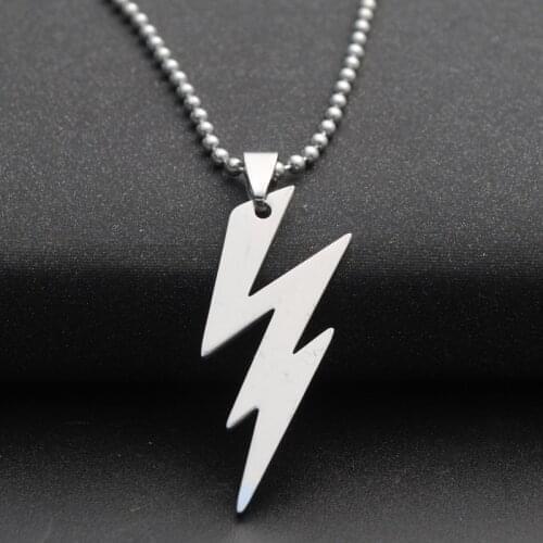 30 Stainless Steel Flash Lightning Symbol Sign charm Necklace Movie Character Superhero Sign Natural Weather Lightning Necklace