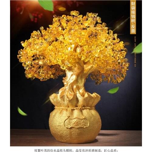 39cm LARGE # TOP office business home efficacious Talisman Money Drawing FENG SHUI Golden Pachira macrocarpa money tree statue