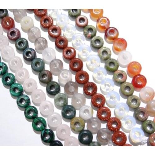 4x10mm Natural Agates opal crystal Malachite Stone Beads Round Large Hole Bead Loose Spacer Bead For Diy Jewelry Making Bracelet