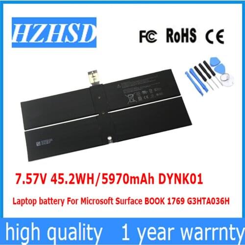 7.57V 45.2WH/5970mAh DYNK01 Original Laptop Battery For Microsoft Surface BOOK 1769 G3HTA036H