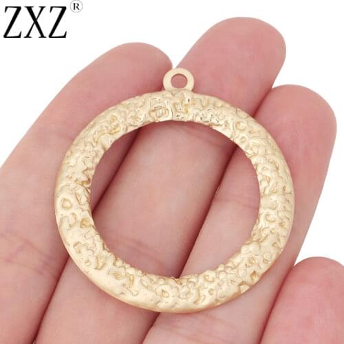 ZXZ 8pcs Gold Tone Large Hollow Open Circle Round Charms Pendants for DIY Jewelry Making Accessories 40x40mm