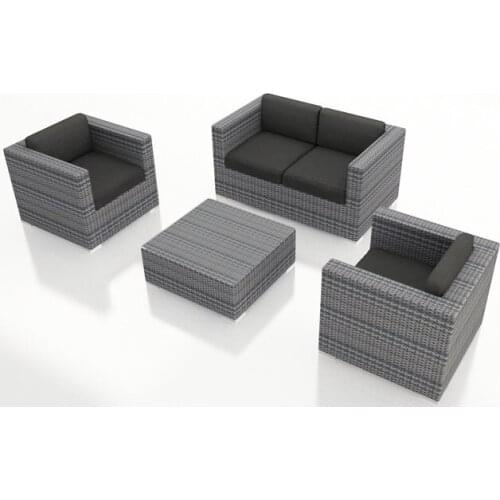 Aluminium Furniture 4 Piece Weathered Stone Wicker Patio Sofa Set