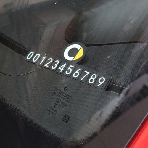 Car Front Windshield Temporary Parking Card Stickers Telephone Number Plates Mercedes-benz smart Fortwo Forfour Auto Accessories