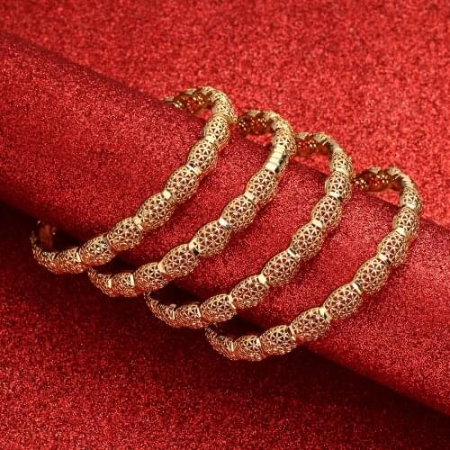 Dubai Bangles for Women Middle East Gold Bangles Ethiopian Saudi Arabia Mesh Bracelets Wedding Jewelry African Gifts