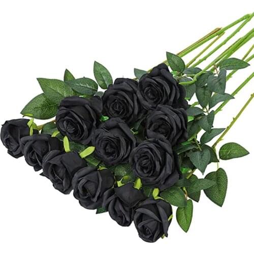 Black Rose Artificial Silk Cloth Flower Bouquet Black Rose Hydrangea Flower Halloween Party Simulation Bouquet Decoration