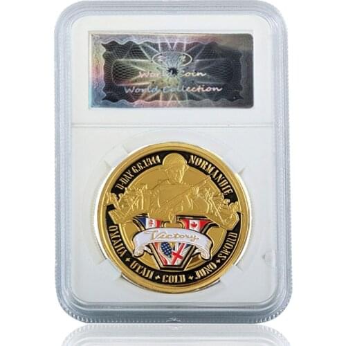 D-Day 6.6.1944 Gold Coin Victory Of Normandie Landing For Collect W/ Acrylic Case