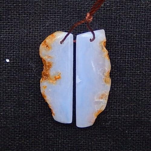 Nugget Blue Lace Agate earring beads, stones for earring making 27x10x4mm,3.6g