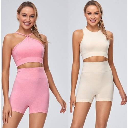 2 piece Seamless Women Yoga Ensemble Gym Wear Set Workout Sets Clothing Short High Waist Sports Set Fitness Sportswear Summer