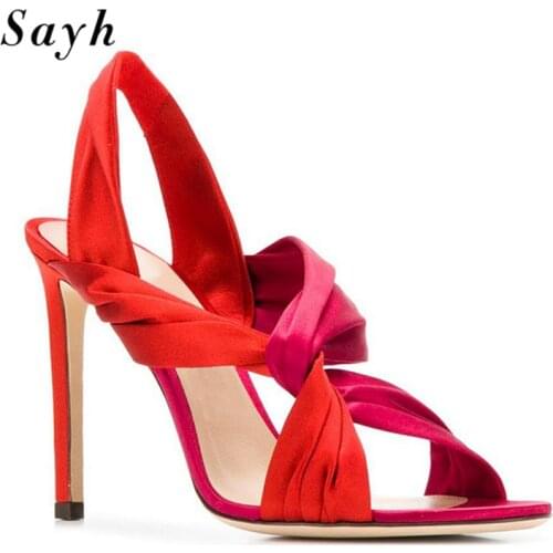 Summer Women Runway Thin High Heel Pumps Peep Toe Silk Stilettos Sandals Party Clubwear Dress Shoes