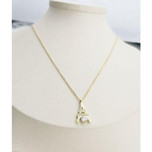 Hot Sell New Fashion Goddess Luxury For Women Gold Color Necklace Luxe Jewelry Steel Iron Tower