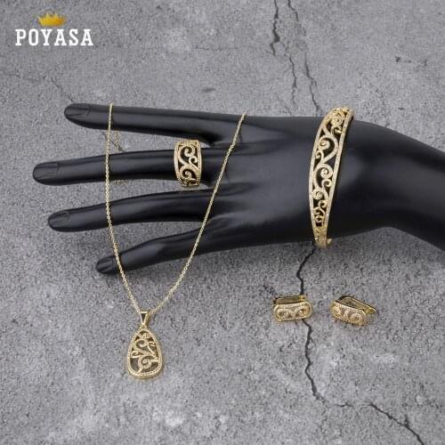 Moroccan Caftan wedding gold jewelry set for women crystal beads fashion jewelry set copper high quality jewelry set