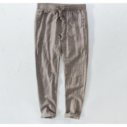 Suehaiwes brand 2018 new Japanese style long pants men casual linen men pants striped loose trousers mens pantalon homme 38size