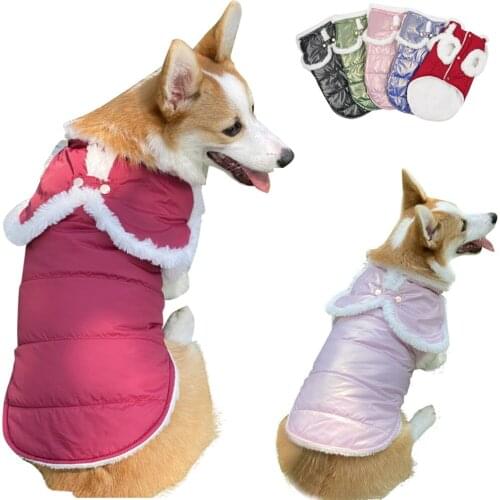 Pet Dog Clothes Christmas Theme Small Medium-sized Dog Shawl Autumn and Winter Plus Velvet Warm Waterproof Vest Cotton Jacket