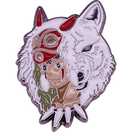 Princess Mononoke San Wolf Forest Spirits Kodama Cartoon Metal Enamel Lapel Clothes Coats Bag Badge Brooch Pin Accessories
