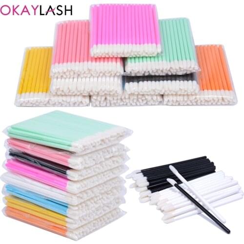 OKAYLASH 50PCS/Lot High Quality Disposable Lip Brush Mascara Wands Micro Cleaner Brushes Eyeshadow Applicator Makeup Tools