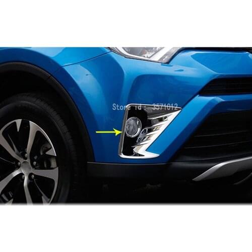Car Body Head Front Fog Light Lamp Frame Stick ABS Chrome Cover Trim Parts Exterior Molding Part For Toyota RAV4 2016 2017 2018