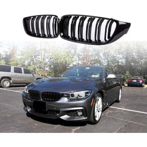 Front Grill Grilles Kidney Grill Replacement for BMW 4 Series F32 F33 F36 F80 F82 Double Slat M4 Sport Style Bright Black