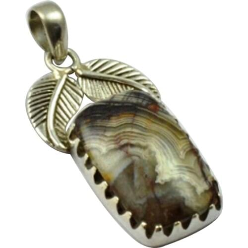 Lovegem Nature Crzazy Lace Agate Pendant 925 Sterling Silver , 38 mm, MHBAP4628
