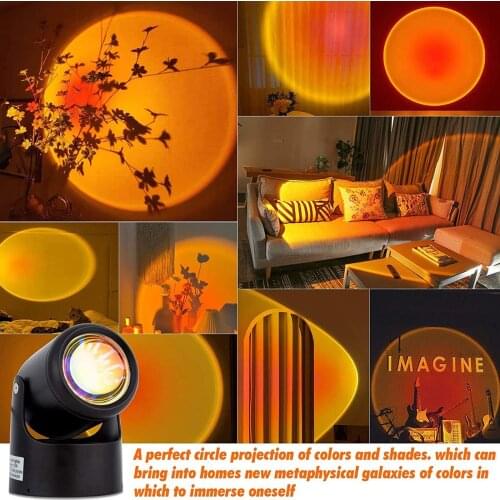 40# Sunset Projection Lamp Usb Night Light Aesthetics Wall Lamp Stage Tool Photography Accessories Vintage Home Decor Lamp