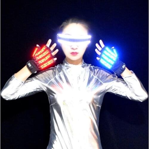 LED luminous gloves Explosive flash LED glasses Laser Costume Laser performance clothing Nightclub Performance props