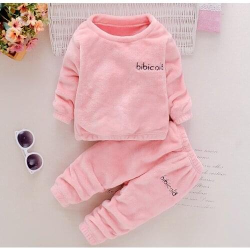 Spring Autumn Baby Boy Girl Pajamas Set Fleece Toddler Kids Child Warm Latter Sleepwear Clothes